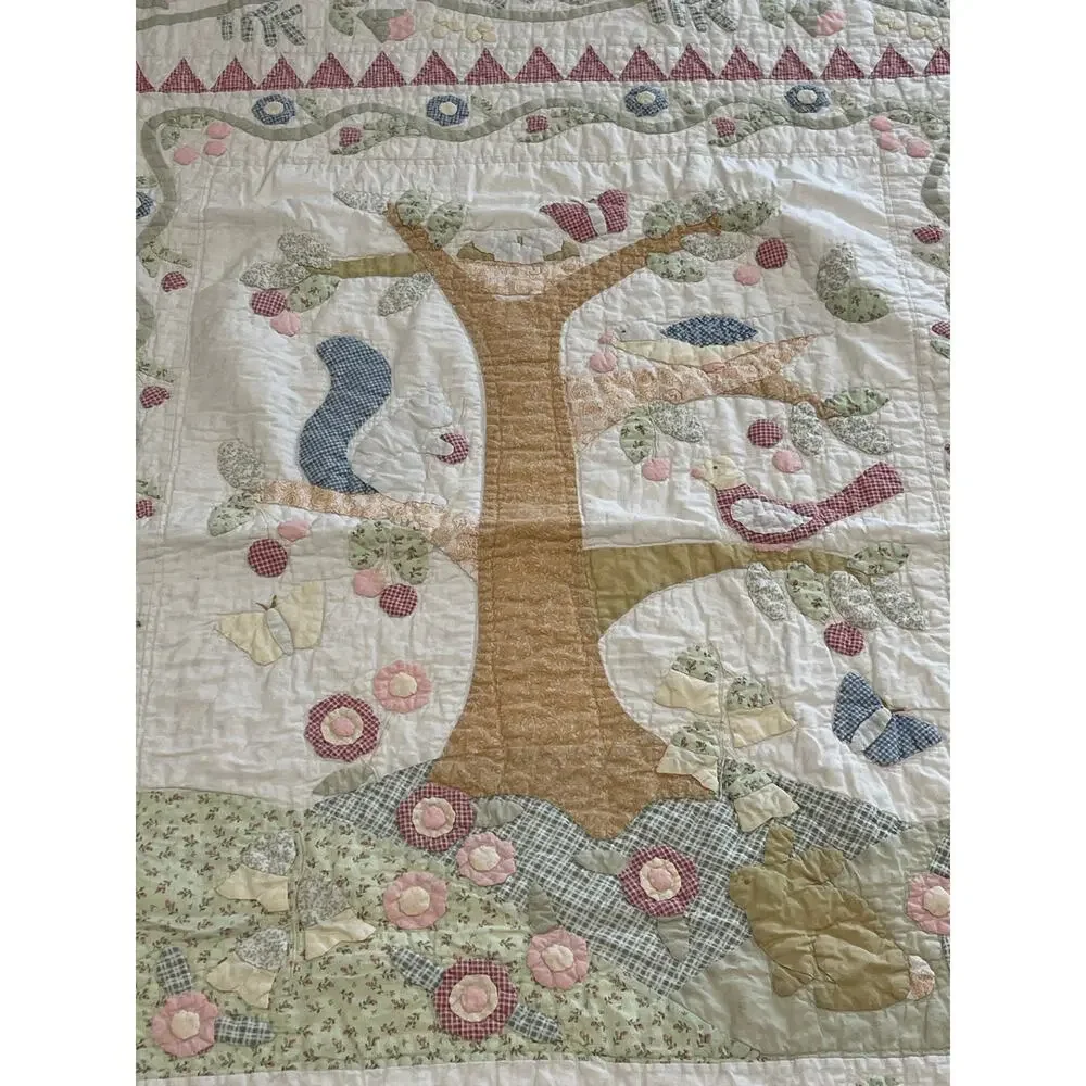 Vintage Pottery Barn Kids tree applique nursery baby quilt